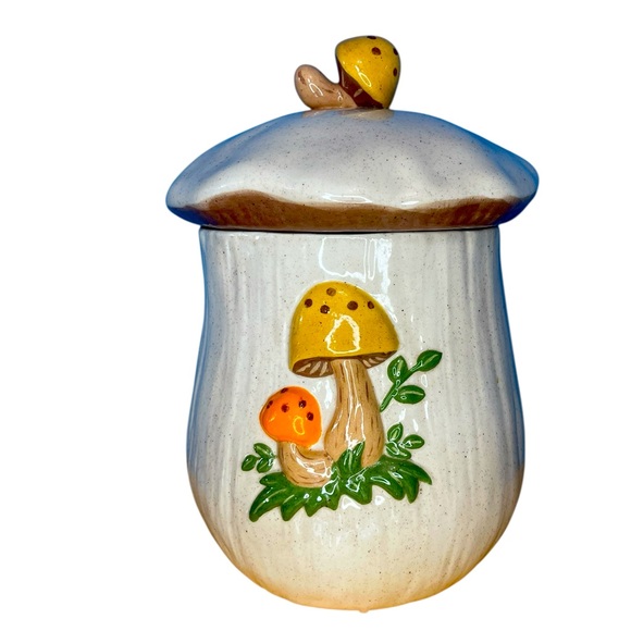 Vintage 1970's Arnel's style Mushroom Kitchen 10” Canister - Picture 1 of 9